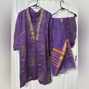 Purple Pakistani Indian dress - 3 piece - new